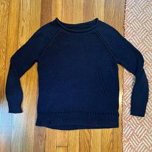 JCrew, navy blue eyelit sweater. Size S.